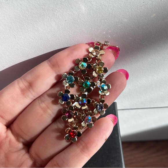 Saks of Fifth Gold Colorful Floral Teardrop Earrings - Picture 5 of 11